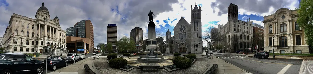 Syracuse, NY location and cityscape